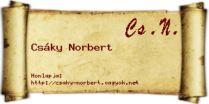 Csáky Norbert névjegykártya